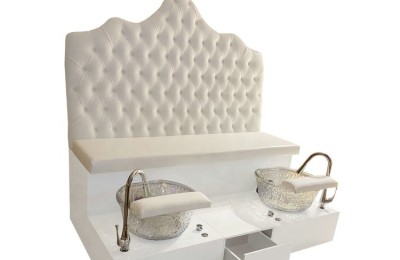 Salon equipment double seats wooden pedicure spa chair nail foot massage sofa stations