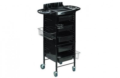 Black barber styling equipment rolling storage tray cart beauty salon trolley tool cabinet