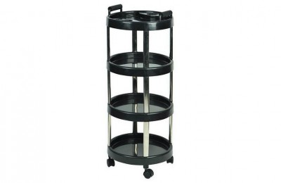 Workwell round plastic barber hairdressing equipment rolling storage tray cart beauty salon trolley