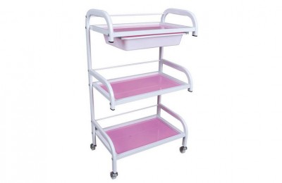 White Beauty 3-Shelf Trolley Salon Rolling Storage Cart Tray Spa Manicure Workstations