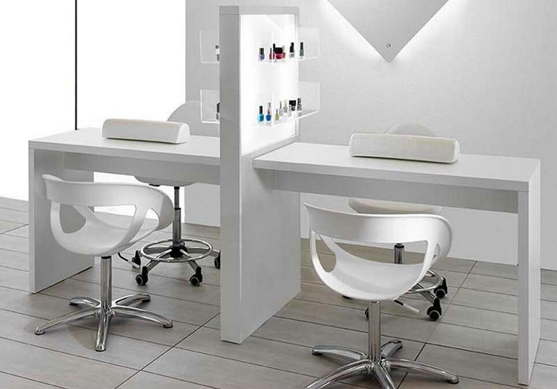 New Double White Beauty Stations Nail Desks Manicure Bar Tables