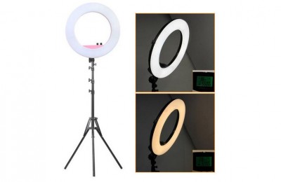 Dimmable Ring Video Light 18 inch LED Ring Light Bicolor for Camera Iphone Makeup & Beauty photography