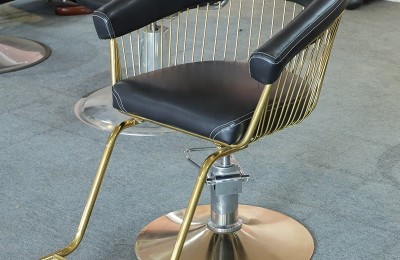 Foshan Retro-style Metal Salon Hydraulic Hair Barber Chair Brown Leather Cutting Styling Seating