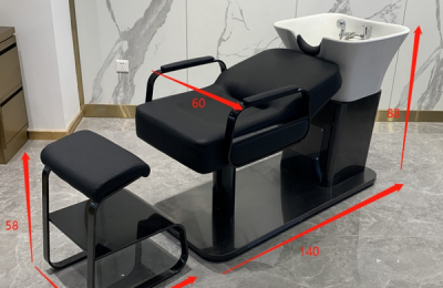 Guangzhou hair salon equipment portable lay down reclining washing massage shampoo chair with basin