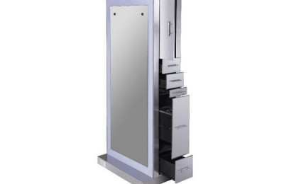 Stainless steel hair salon mirror barber styling station