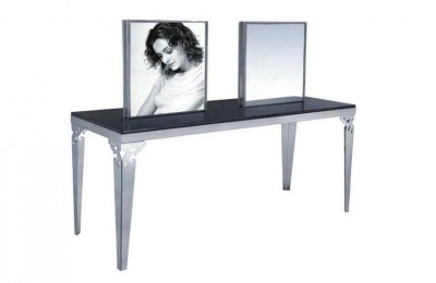 Stainless steel light makeup mirrors double sided styling salon stations