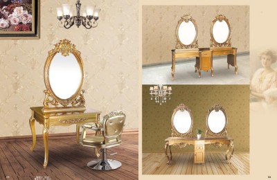 European Gold Bedroom Dresser Tables Styling Mirror Stations