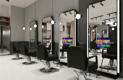 Barber Shop TV Glass Beauty Mirror Hairdressing Vanity Desk Styling Station Salon Makeup Lighted Standing Walled Mirror