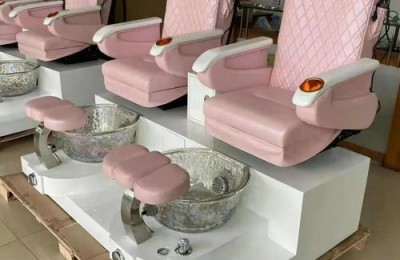 Custom Double leisure spa tub pedicure foot massage bowl chair nail bar sofa station manicure benches foot spa massage chair